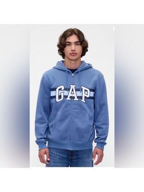 Gap Lightweight Relaxed Spellout Logo Full Zip Sweatshirt Hoodie NWOT XL